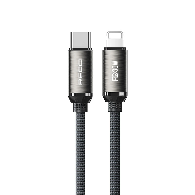Recci RS35CL Type-C to Lightning PD 30W Örgü Tasarımlı Hızlı Şarj Özellikli Data ve Şarj Kablosu 1M