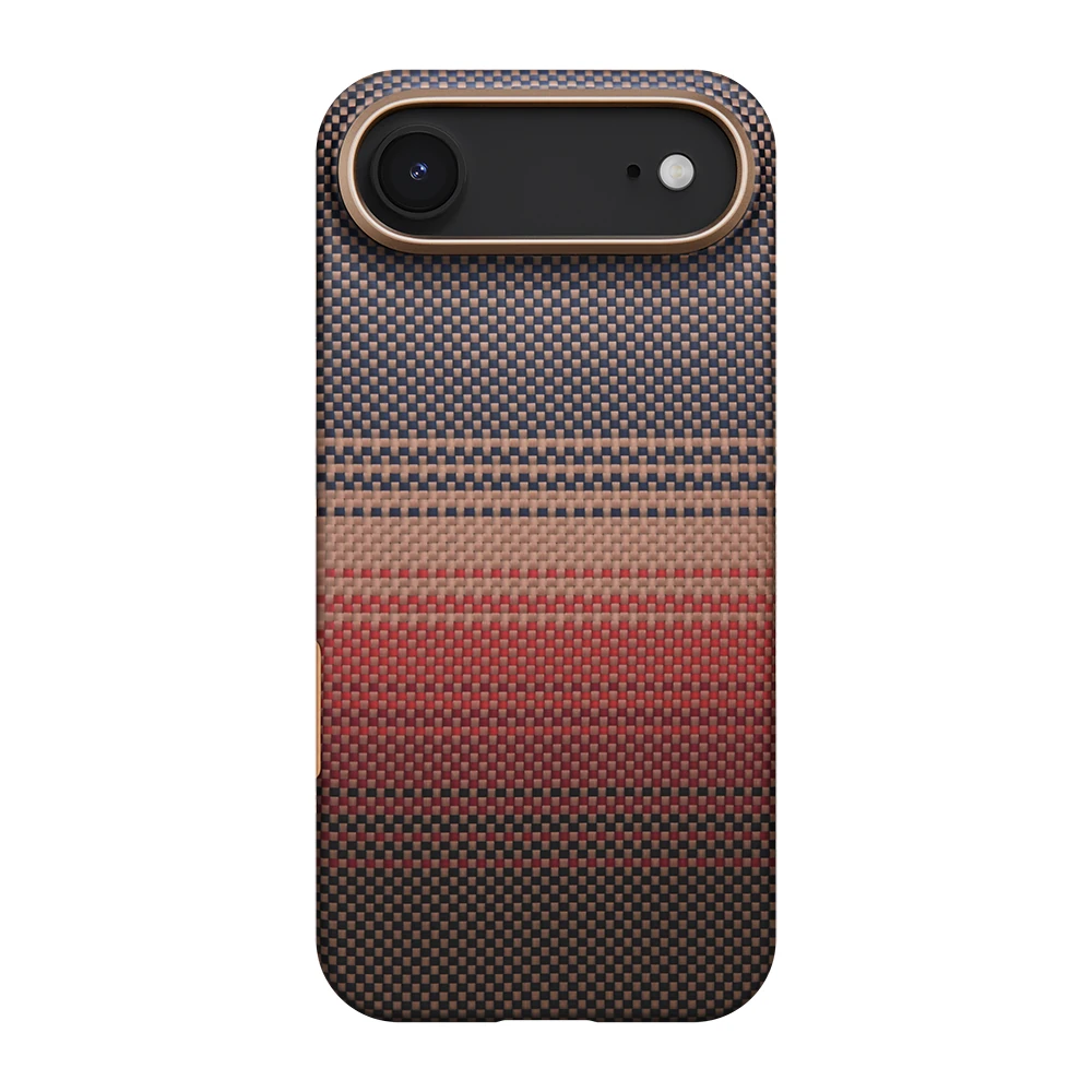 Apple iPhone 17 Air Kılıf M-safe Şarj Özellikli Aramid Fiber Pitaka Tactile Woven Sunset-Moonrise Serisi Sunset Kapak