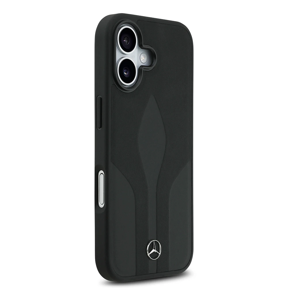 Apple iPhone 17 Kılıf Mercedes Benz Orjinal Lisanslı M-safe Şarj Özellikli Dokulu Desenli Deri Kapak