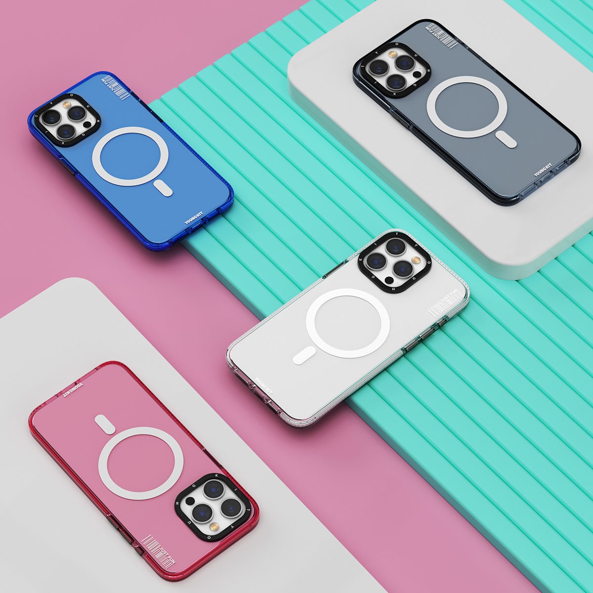 iPhone 15 Pro Kılıf Magsafe Şarj Özellikli YoungKit Crystal Color Serisi Kılıf
