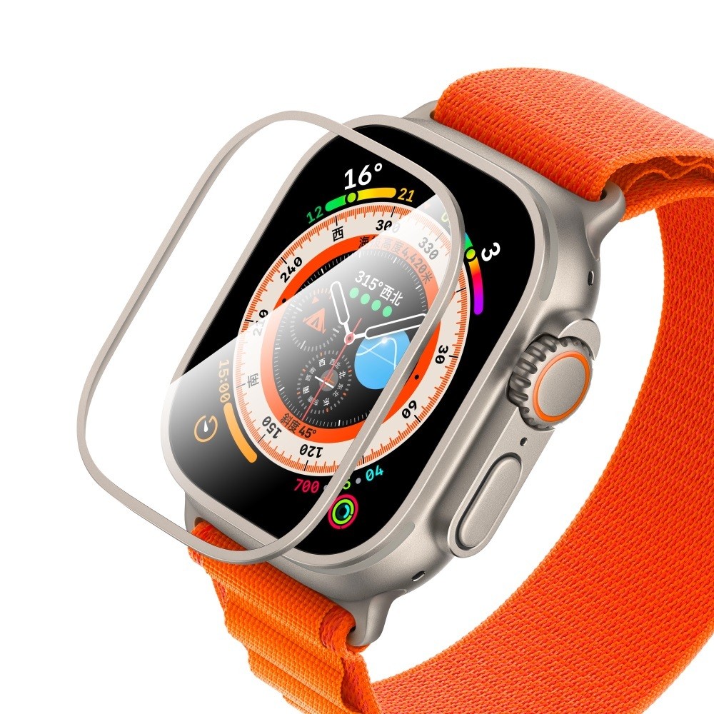 Apple Watch Ultra 49mm CaeWorld Alloy Serisi Safir Akıllı Saat Temperli Cam Ekran Koruyucu
