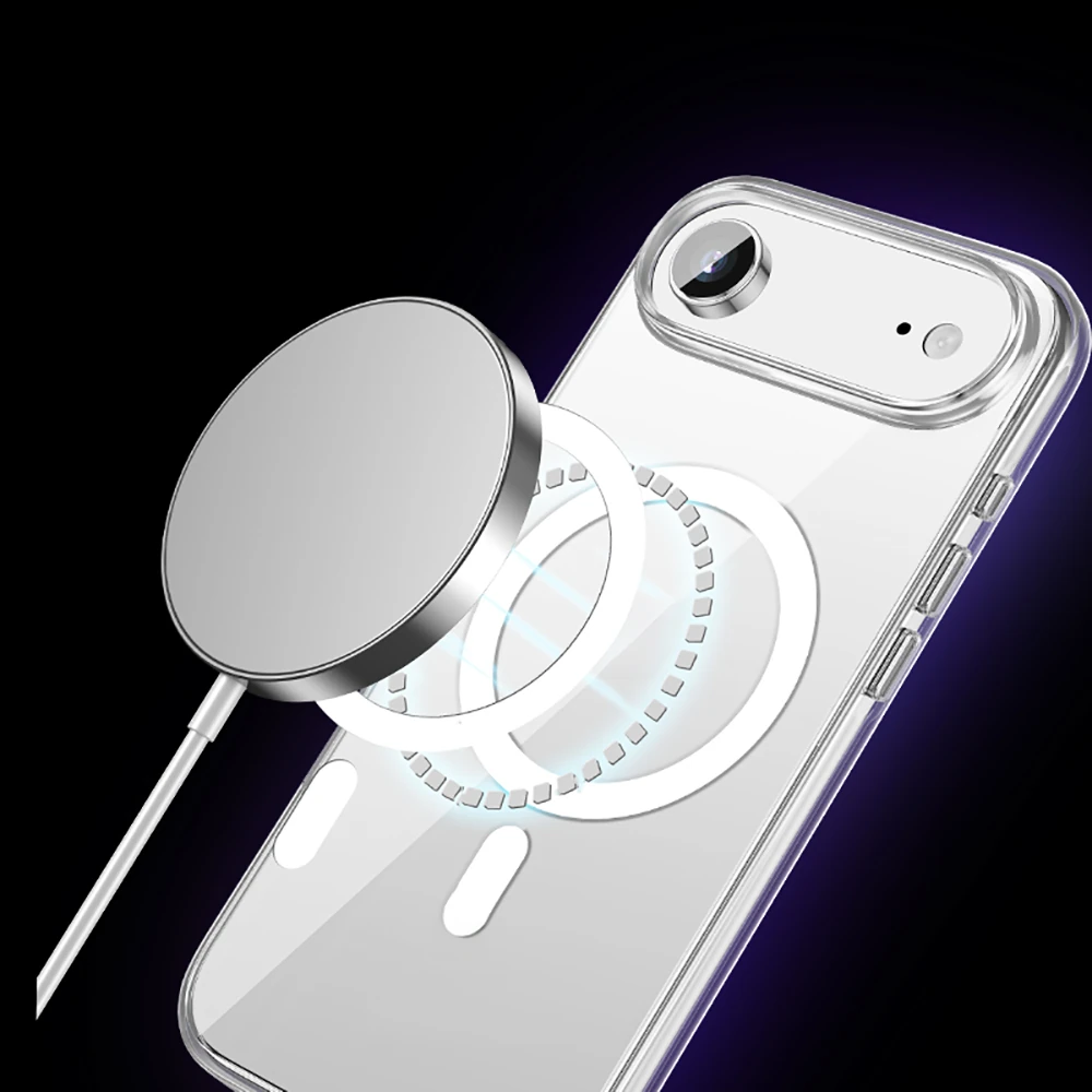 Apple iPhone 17 Air Kılıf M-safe Şarj Özellikli Transparan Sert PC Wlons Pita Kapak