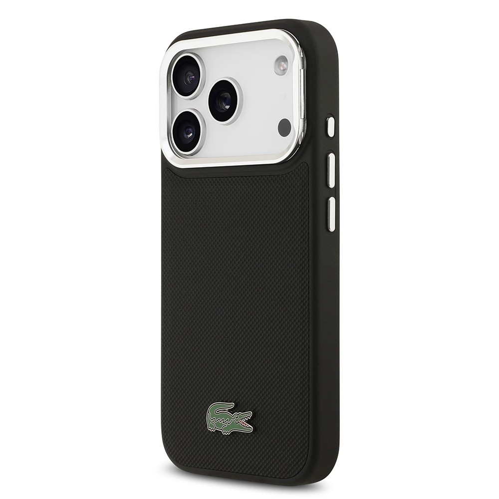 Apple iPhone 17 Pro Kılıf Lacoste Orjinal Lisanslı M-safe Şarj Özellikli PU Pike Desenli Standlı Metal Logolu Kapak