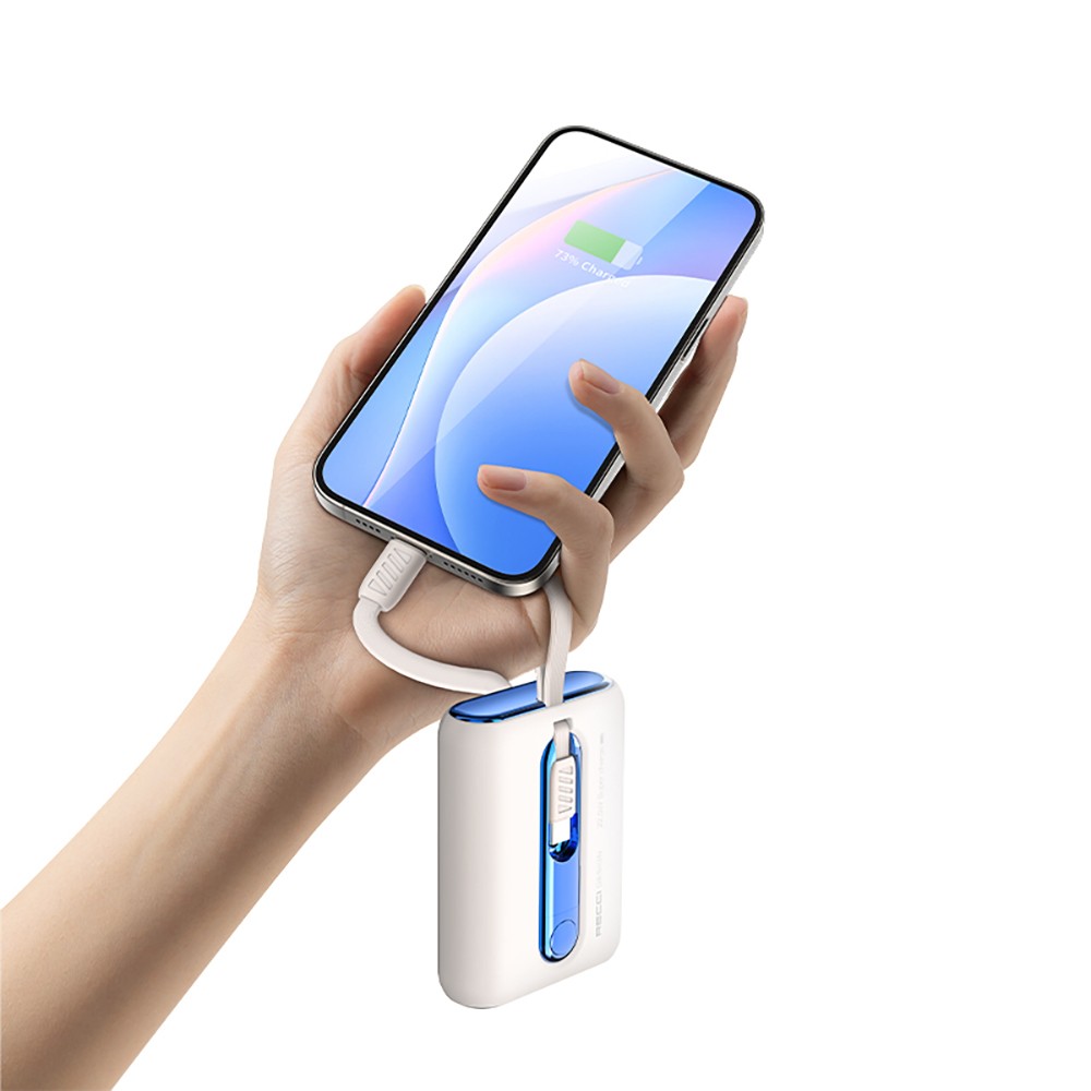 Recci RPB-P12C PD 20W Askı İpli Hızlı Şarj Özellikli Type-C Kablolu Powerbank 22.5W 10.000mAh