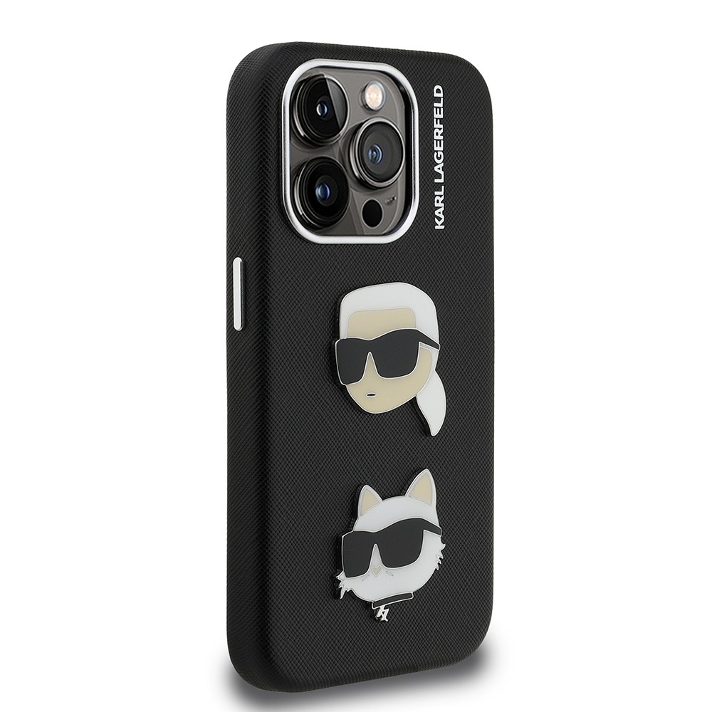 Apple iPhone 15 Pro Max Kılıf Karl Lagerfeld Orjinal Lisanslı K&C Heads Pin Kapak
