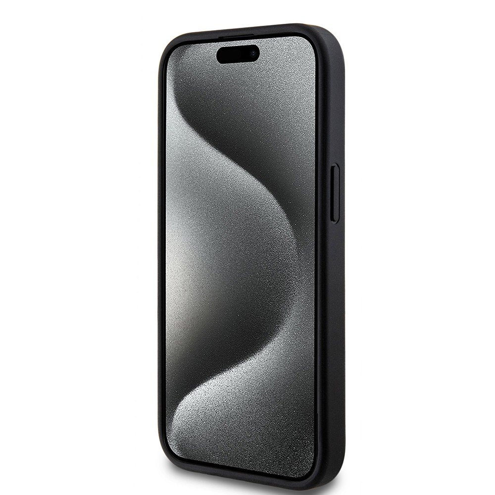 Apple iPhone 15 Kılıf Guess Orjinal Lisanslı M-safe Şarj Özellikli Yazı Logolu Circle Classic Kapak
