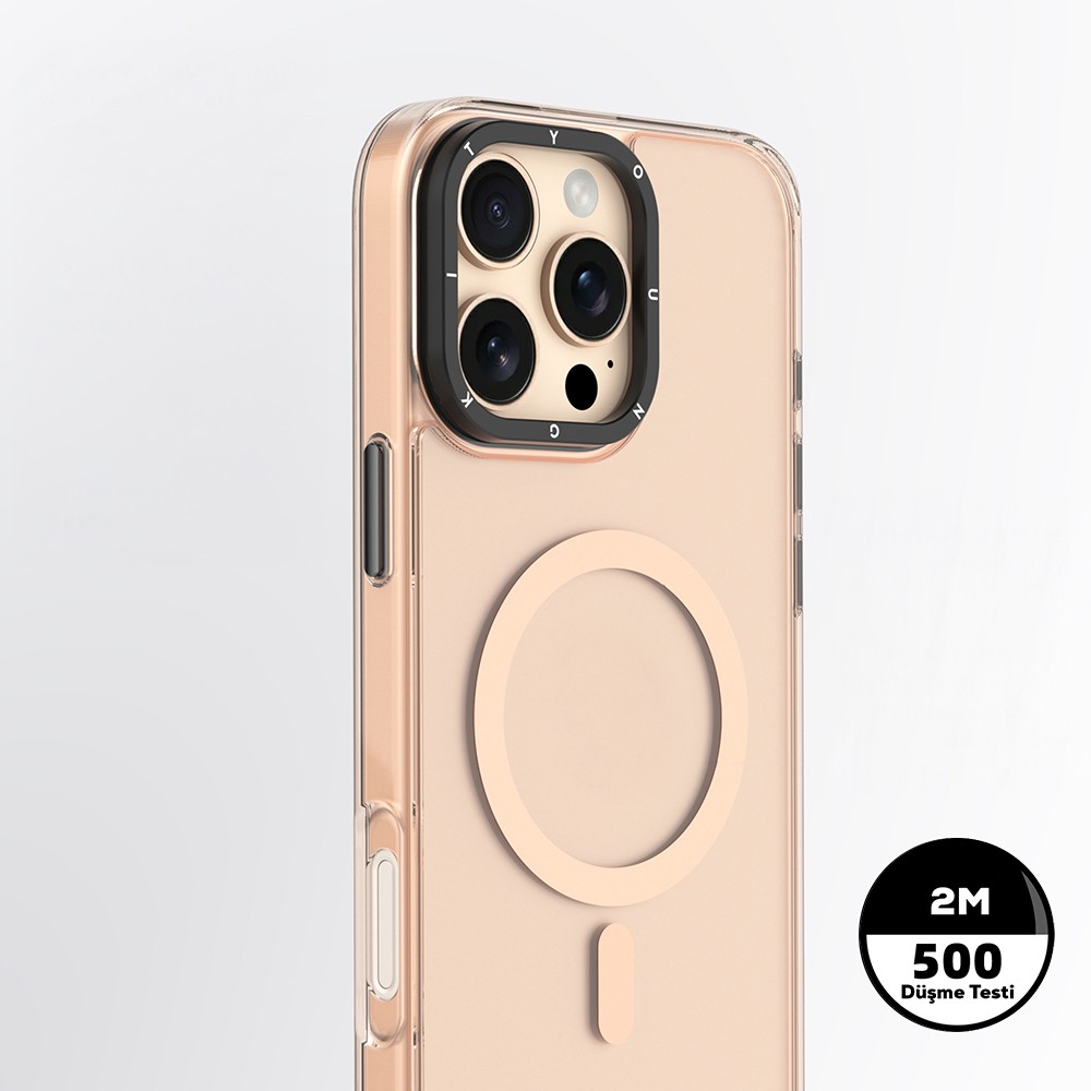 Apple iPhone 16 Pro Max Kılıf M-safe Şarj Özellikli Cam Arka Yüzey TPU Youngkit Gemstone Clear Serisi Kapak