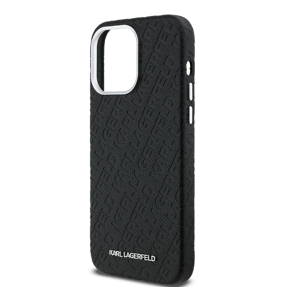 Apple iPhone 14 Pro Max Kılıf Karl Lagerfeld Orjinal Lisanslı PU Deri Damgalı Metal Yazı Logolu Kapak