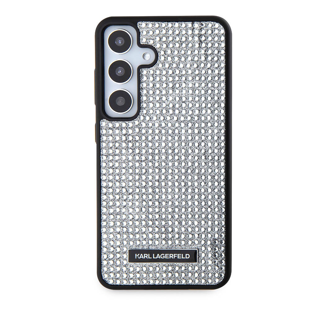 Galaxy S24 Kılıf Karl Lagerfeld Taşlı Metal Logo Orjinal Lisanslı Kılıf