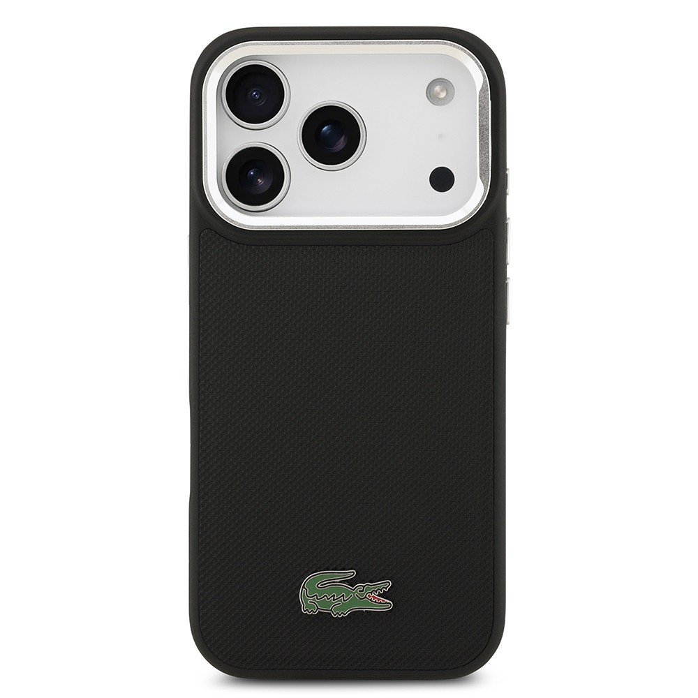 Apple iPhone 17 Pro Kılıf Lacoste Orjinal Lisanslı M-safe Şarj Özellikli PU Pike Desenli Standlı Metal Logolu Kapak