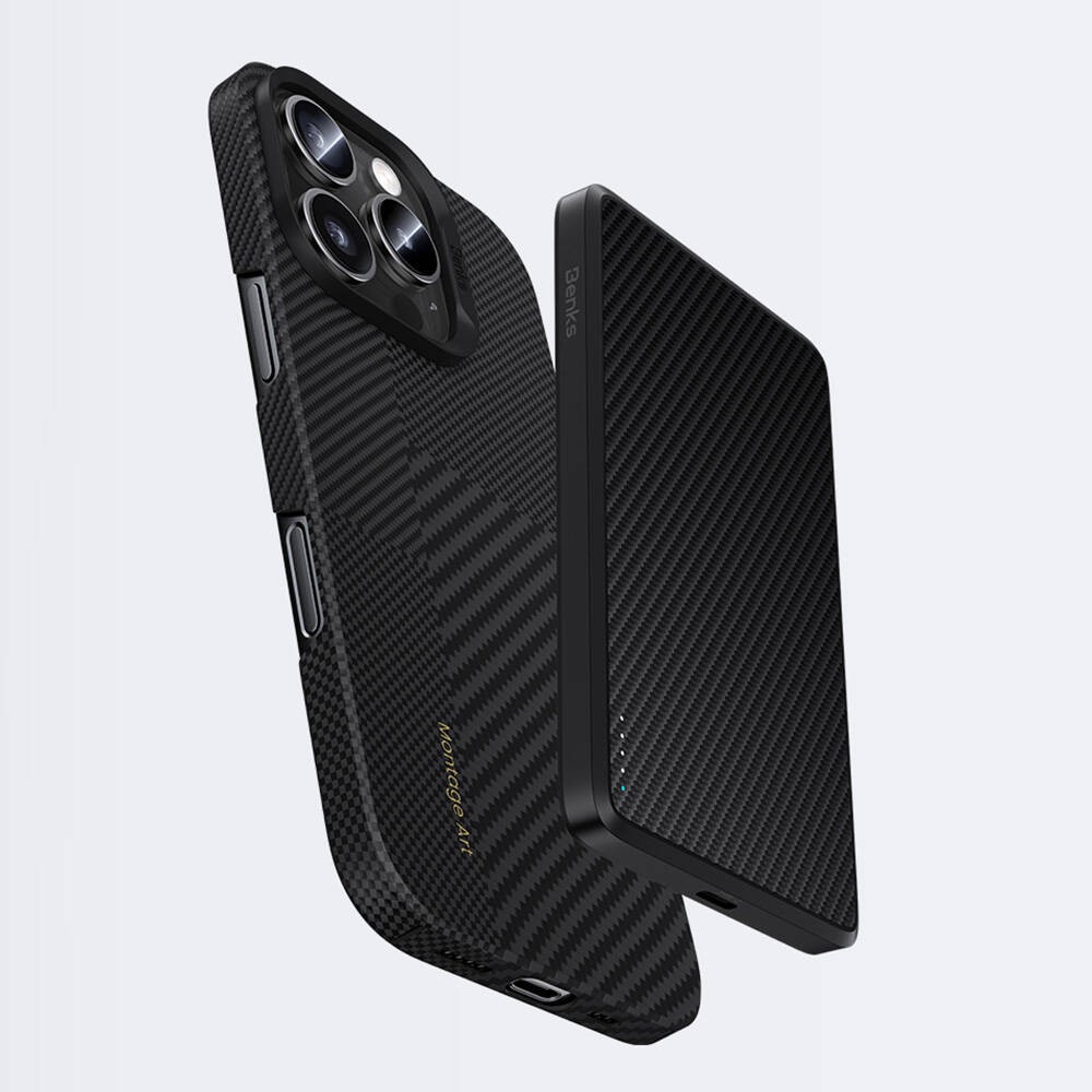 iPhone 16 Pro Max Kılıf Magsafe Şarj Özellikli Karbon Fiber Benks Montage ArmorAir Kevlar Kılıf