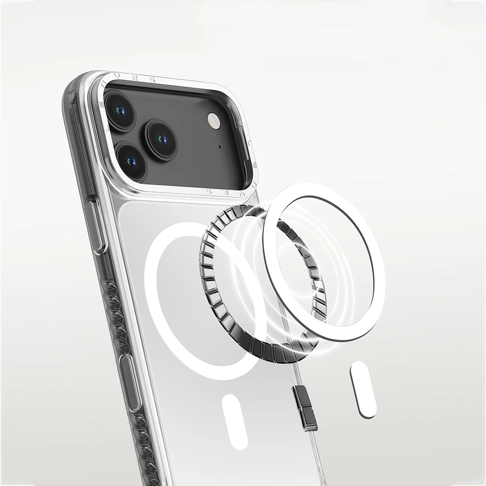 Apple iPhone 17 Pro Max Kılıf M-safe Şarj Özellikli Metal Kamera Çerçeveli Airbag Tasarımlı Lenyes CK221 Sert PC Kapak