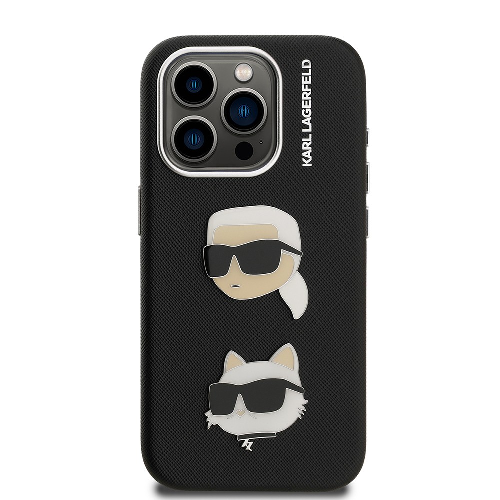 Apple iPhone 15 Pro Max Kılıf Karl Lagerfeld Orjinal Lisanslı K&C Heads Pin Kapak