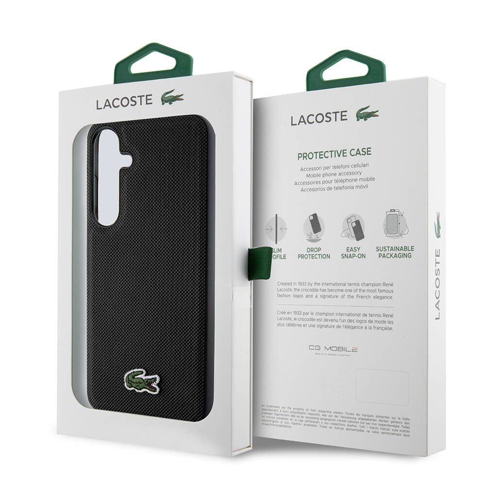 Galaxy S24 Kılıf Lacoste Orjinal Lisanslı PU Pike Desenli Arka Yüzey İkonik Timsah Dokuma Logolu Kılıf