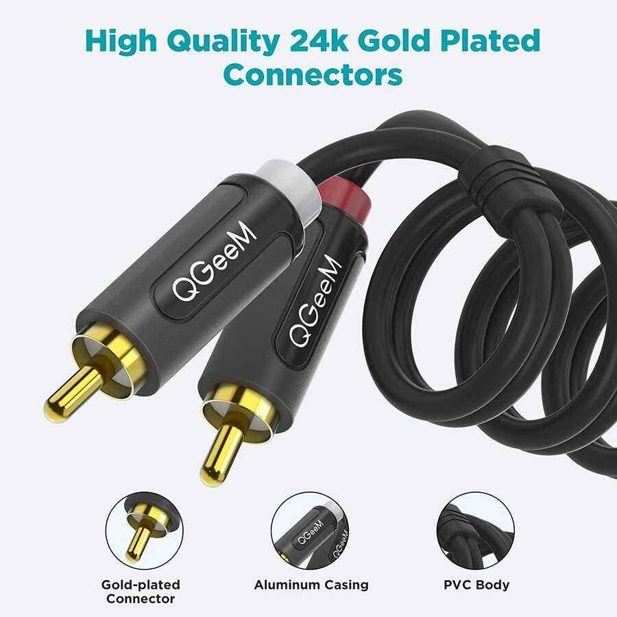 Qgeem QG-AU12 Dual RCA Aux Audio Kablo 1.83M