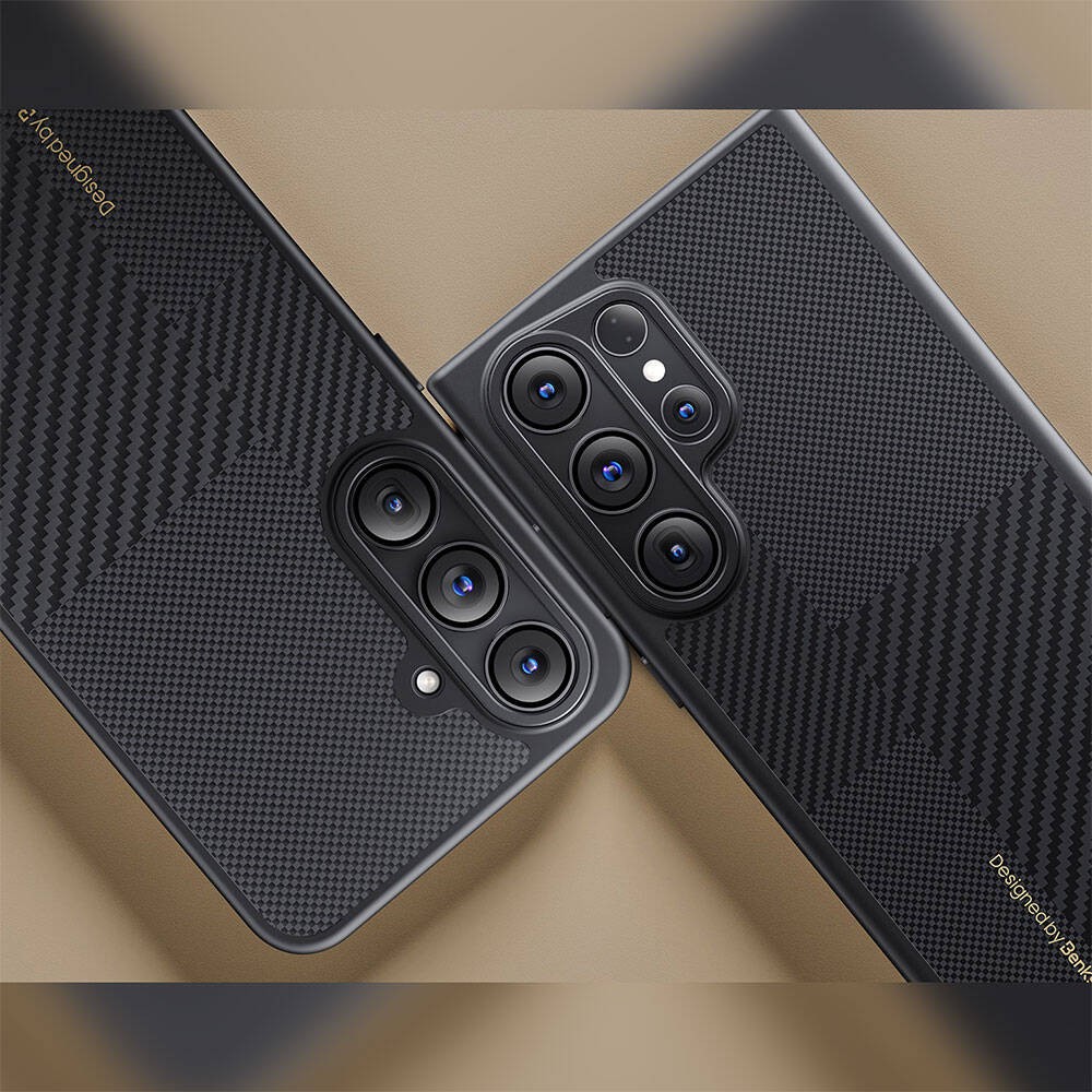 Galaxy S24 Ultra Kılıf Magsafe Şarj Özellikli Karbon Fiber Benks Montage Hybrid ArmorPro Kevlar Kılıf