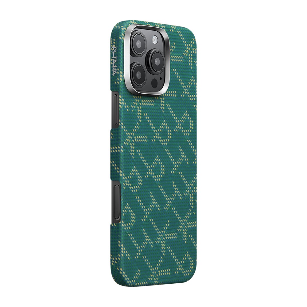 iPhone 16 Pro Kılıf MagSafe Şarj Özellikli Aramid Fiber Pitaka Tactile Woven Monogram Serisi Kılıf