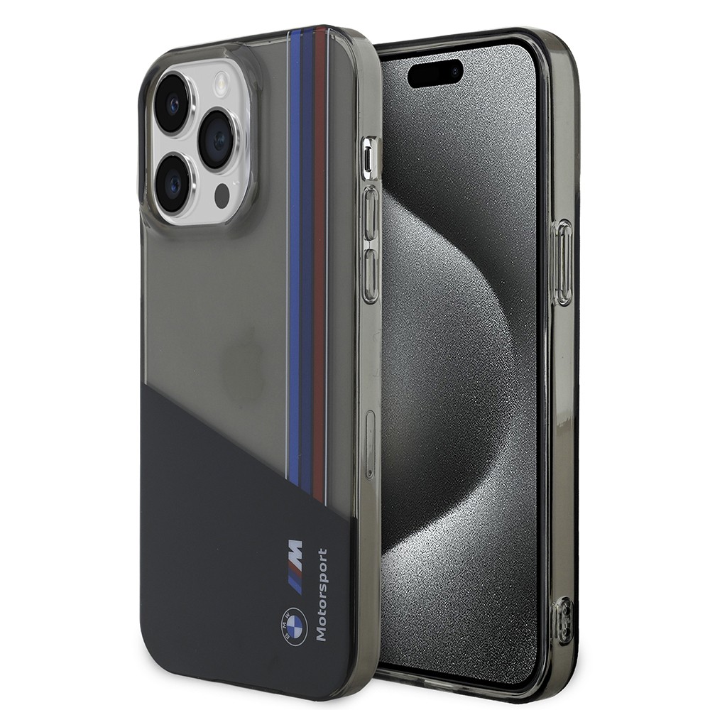 Apple iPhone 14 Pro Max Kılıf BMW Orjinal Lisanslı Yarı Transparan M Dizayn Çizgili Kapak