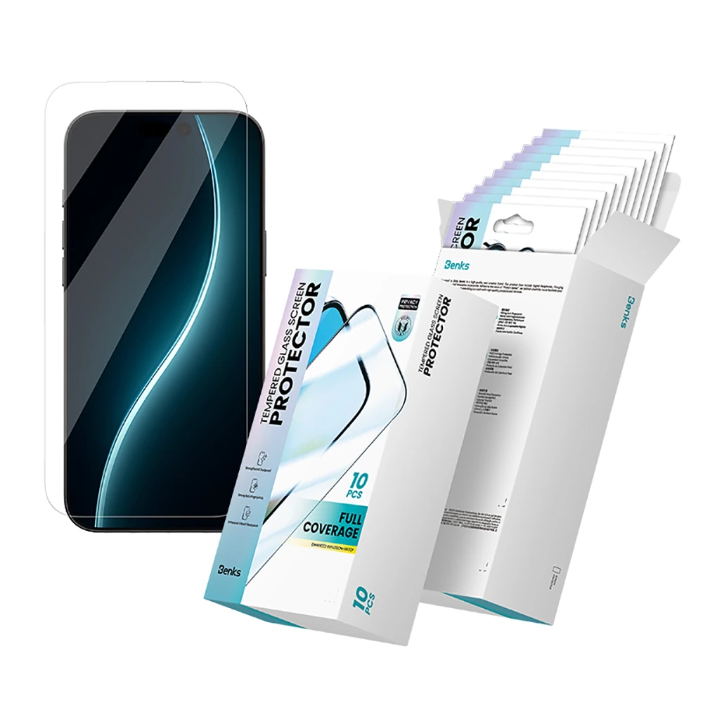 Apple iPhone 17 Hidrofobik Ve Oleofobik Özellikli Benks 0.3mm Privacy Air Shield Ekran Koruyucu 10'lu Paket