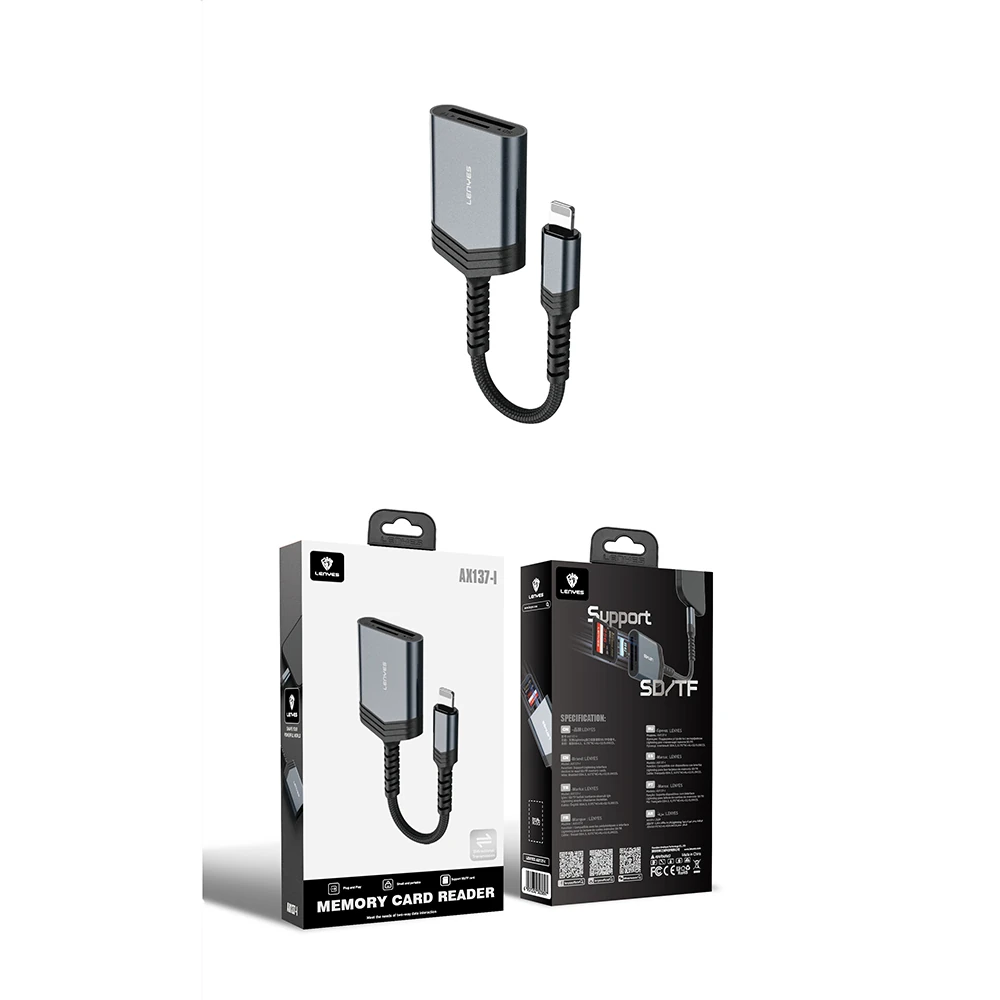 Lenyes AX137 2in1 Lightning to TF/SD Kart Çevirici Dönüştürücü