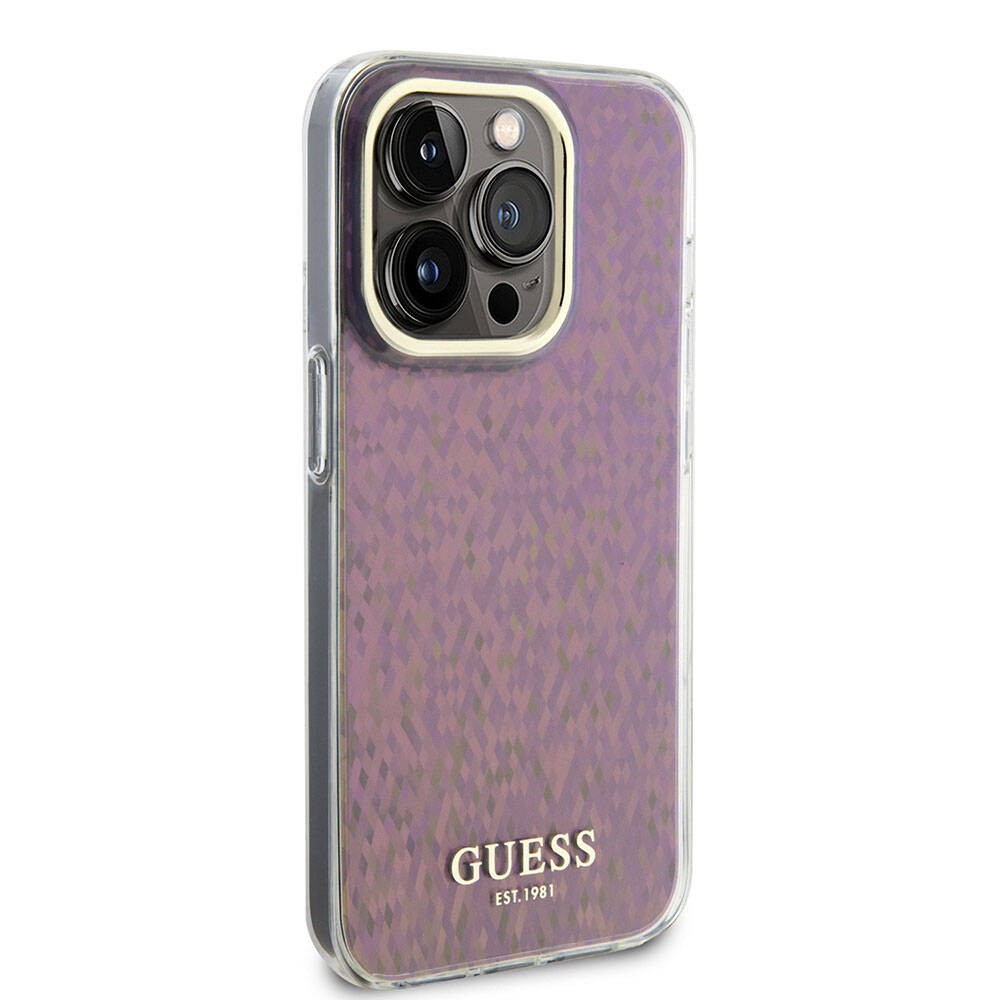iPhone 15 Pro Kılıf Guess Orjinal Lisanslı Yazı Logolu Mirror Disco Kılıf