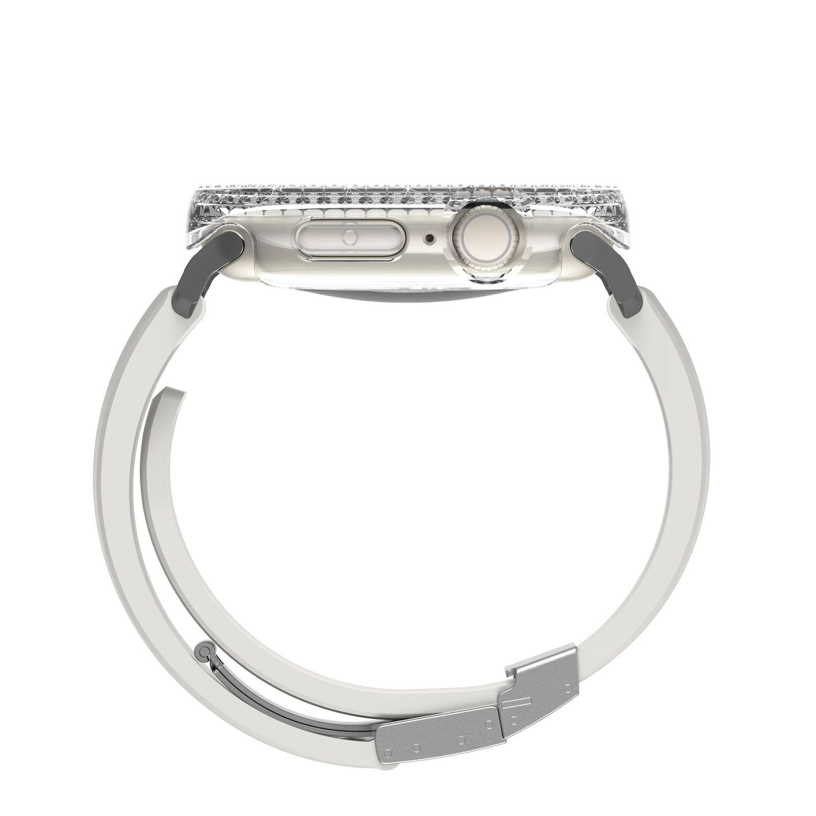 Apple Watch 10 42mm Amazingthing Gleam Fit FullGuard Taşlı Sert PC Kasa ve Ekran Koruyucu