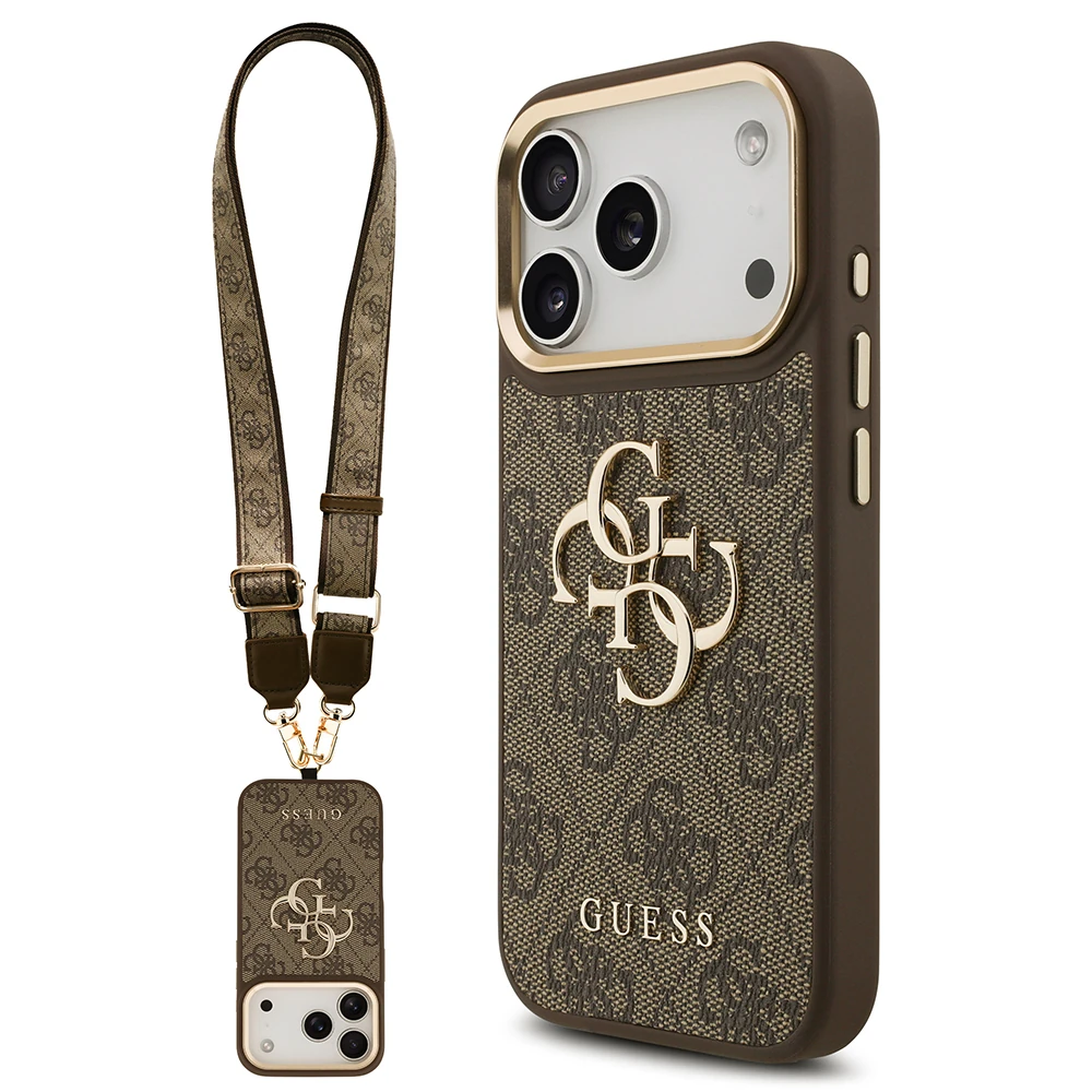 Apple iPhone 17 Pro Kılıf Guess Orjinal Lisanslı 4G Büyük Metal Logolu Kalın Askılı Kapak