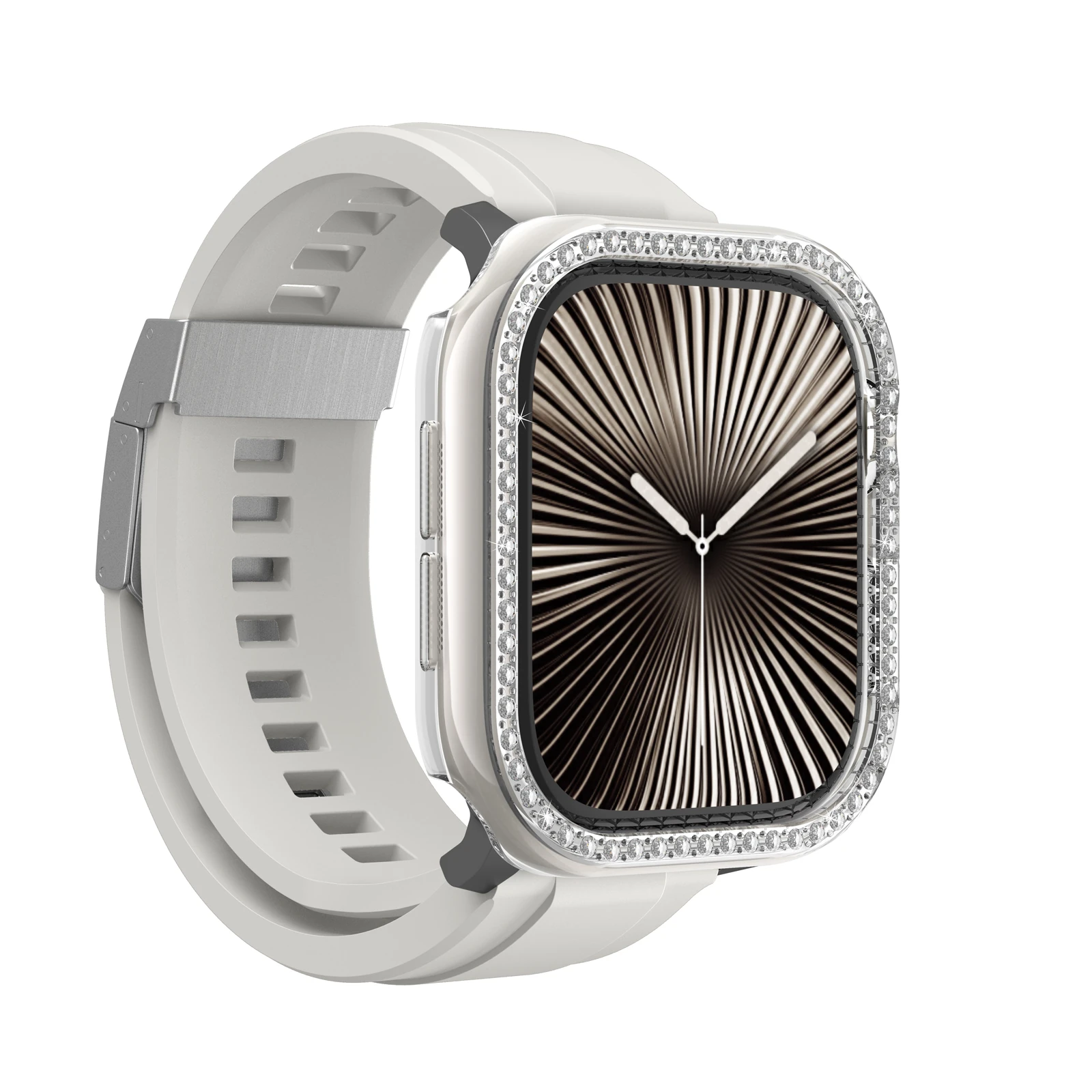 Apple Watch 10 46mm Amazingthing Gleam Fit FullGuard Taşlı Sert PC Kasa ve Ekran Koruyucu