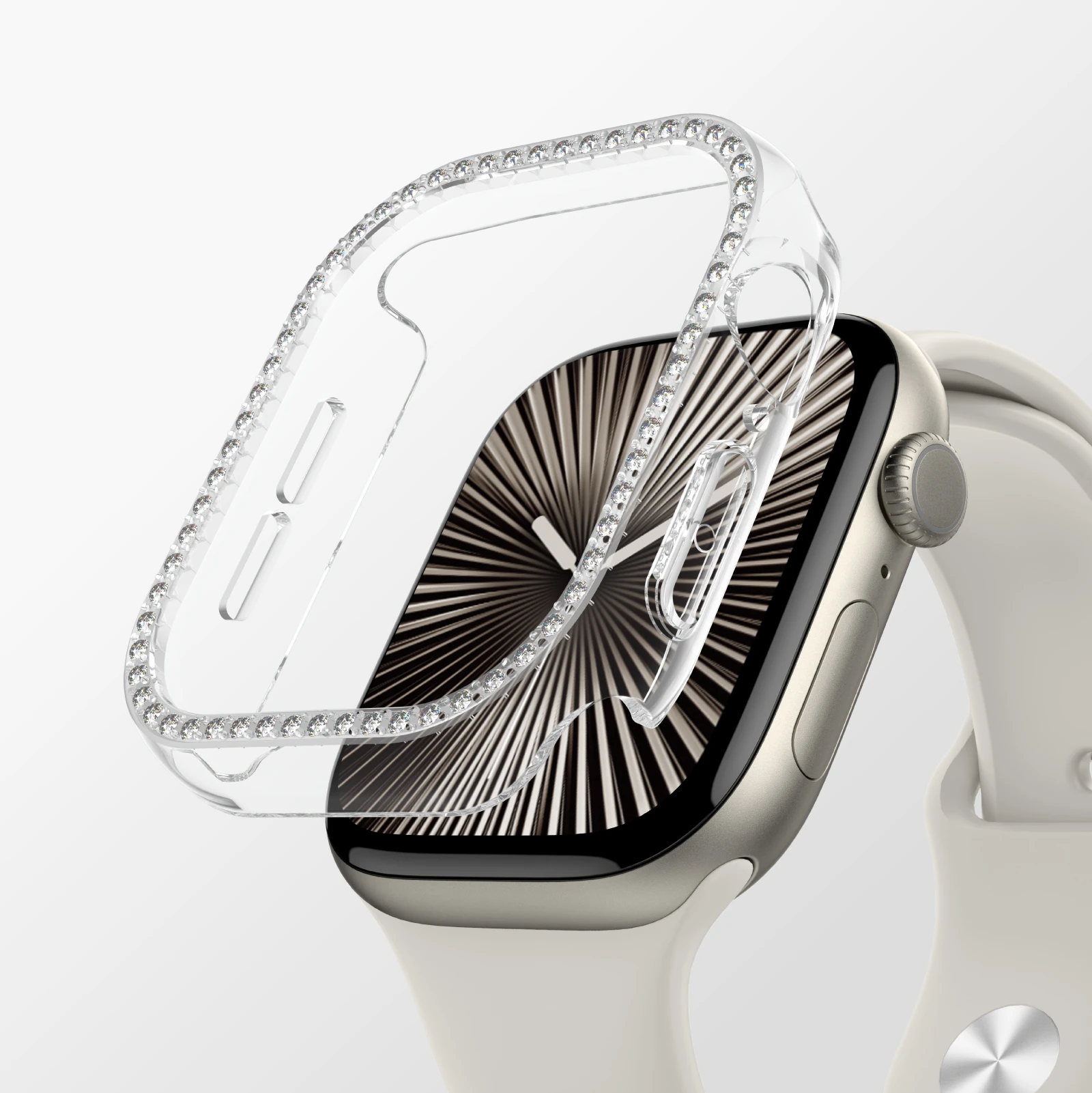 Apple Watch 10 42mm Amazingthing Gleam Fit FullGuard Taşlı Sert PC Kasa ve Ekran Koruyucu