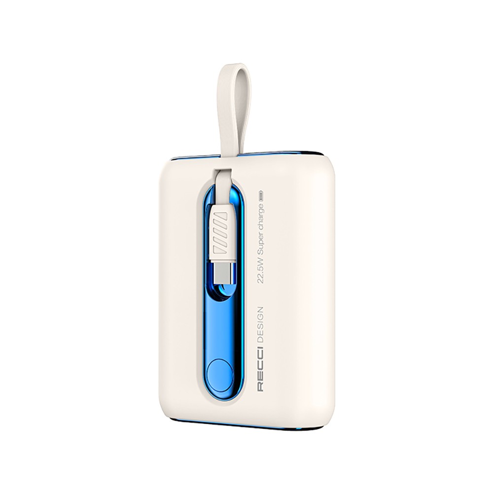 Recci RPB-P12C PD 20W Askı İpli Hızlı Şarj Özellikli Type-C Kablolu Powerbank 22.5W 10.000mAh