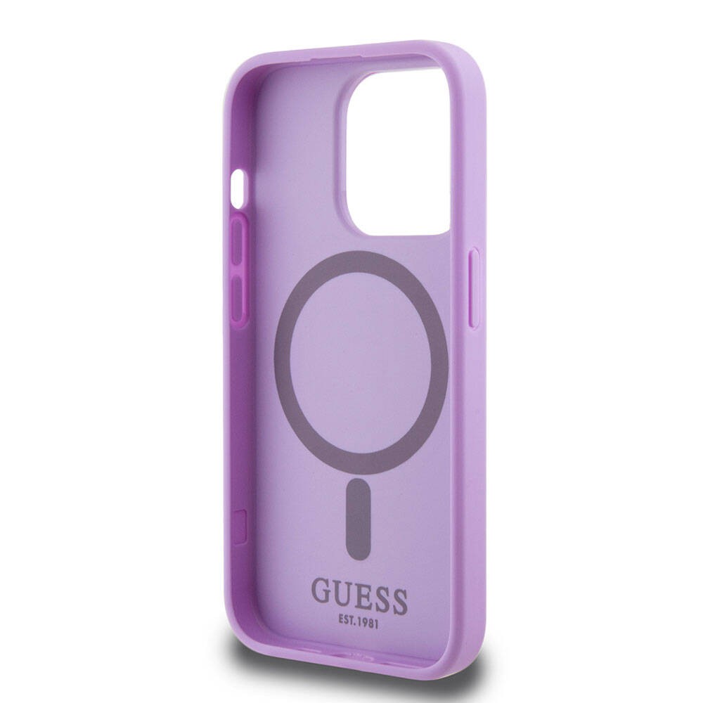 iPhone 15 Pro Kılıf Guess Orjinal Lisanslı Magsafe Şarj Özellikli Yazı Logolu Saffiano Kılıf