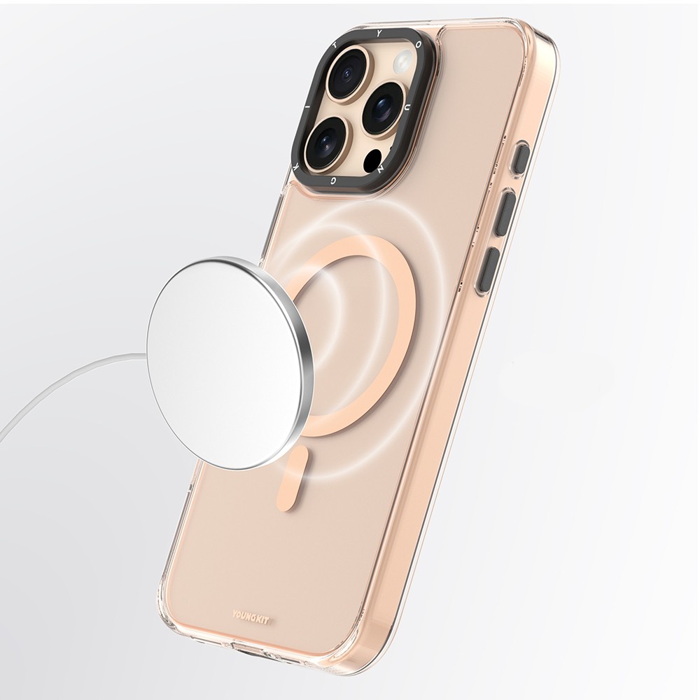 Apple iPhone 16 Pro Kılıf M-safe Şarj Özellikli Cam Arka Yüzey TPU Youngkit Gemstone Clear Serisi Kapak