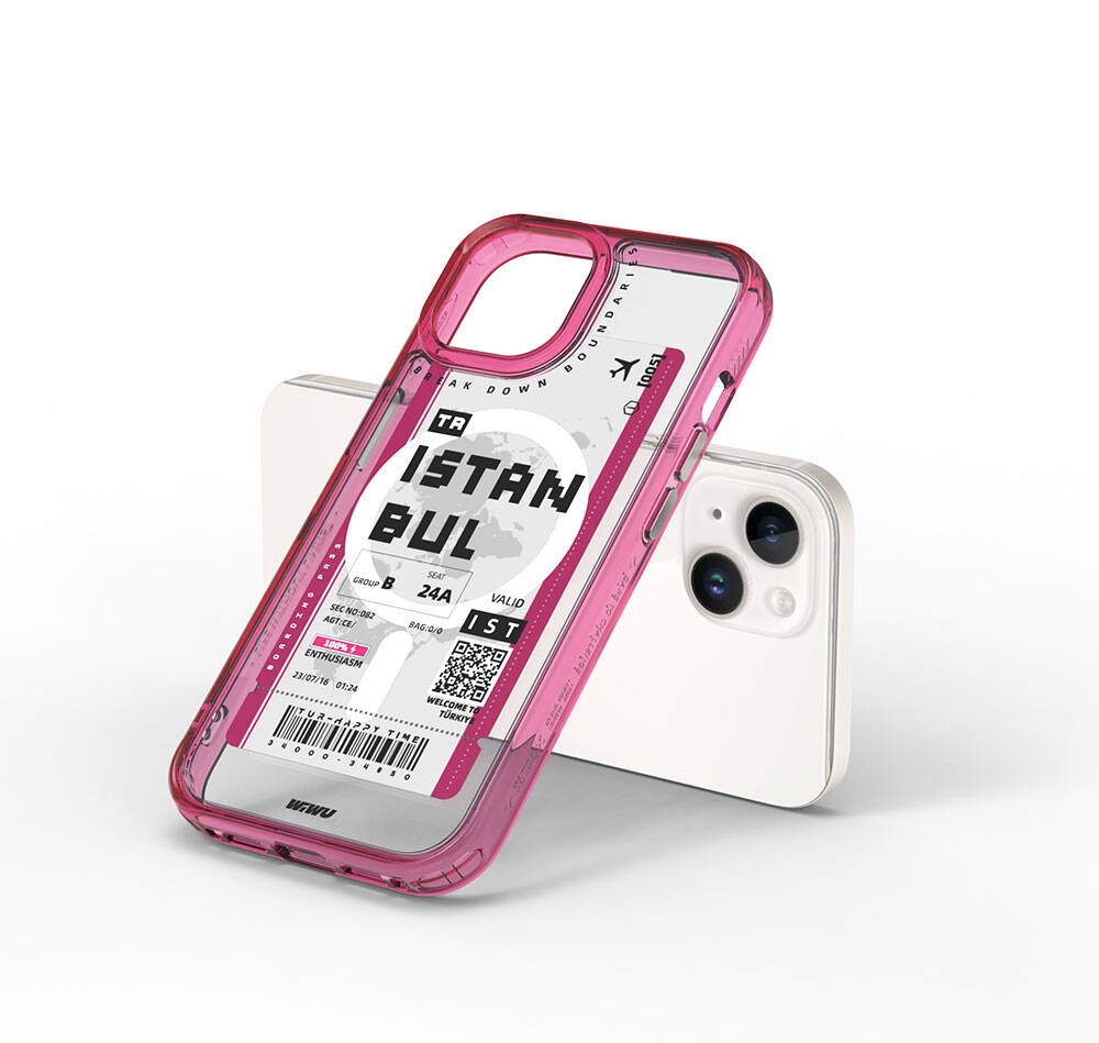 iPhone 15 Kılıf Magsafe Şarj Özellikli Bilet Desenli Wiwu Turkey B Serisi Kılıf
