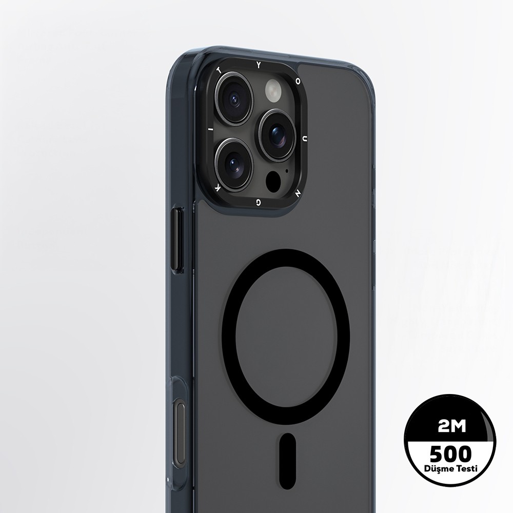 Apple iPhone 16 Pro Max Kılıf M-safe Şarj Özellikli Cam Arka Yüzey TPU Youngkit Gemstone Clear Serisi Kapak