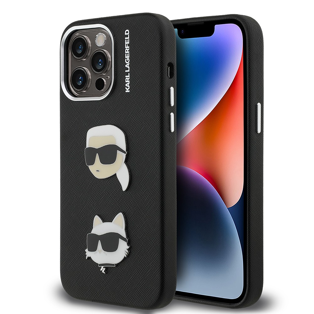 Apple iPhone 14 Pro Max Kılıf Karl Lagerfeld Orjinal Lisanslı K&C Heads Pin Kapak
