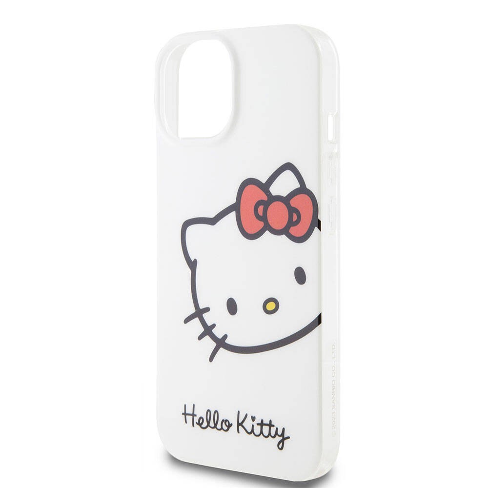 iPhone 15 Kılıf Hello Kitty Orjinal Lisanslı Yazı ve İkonik Logolu Kitty Head Kılıf