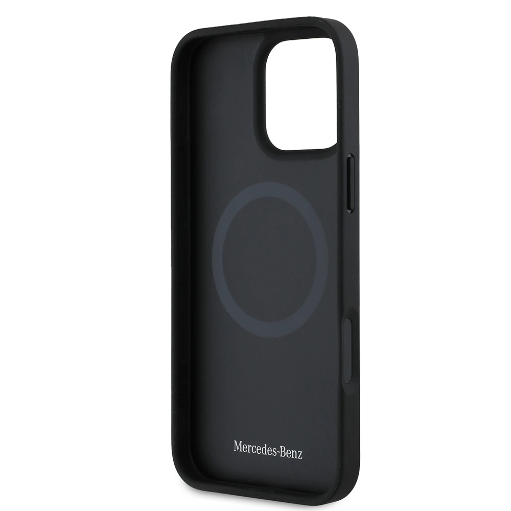 Apple iPhone 16 Pro Max Kılıf Mercedes Benz Orjinal Lisanslı M-safe Şarj Özellikli Metal Yıldız Logolu Sade Pürüzsüz Deri Kapak