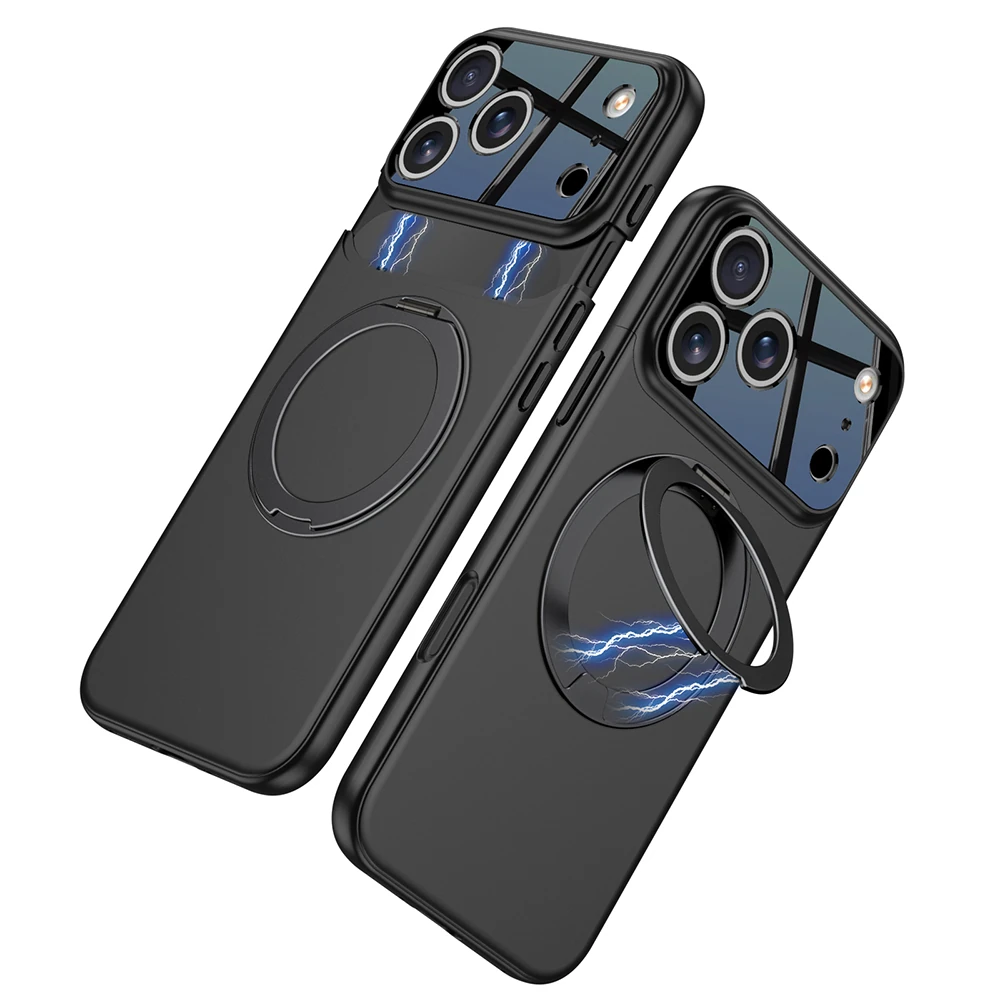 Apple iPhone 17 Pro Max Kılıf M-safe Şarj Özellikli 360 Derece Standlı Çift Parçalı Zore Torino Kapak