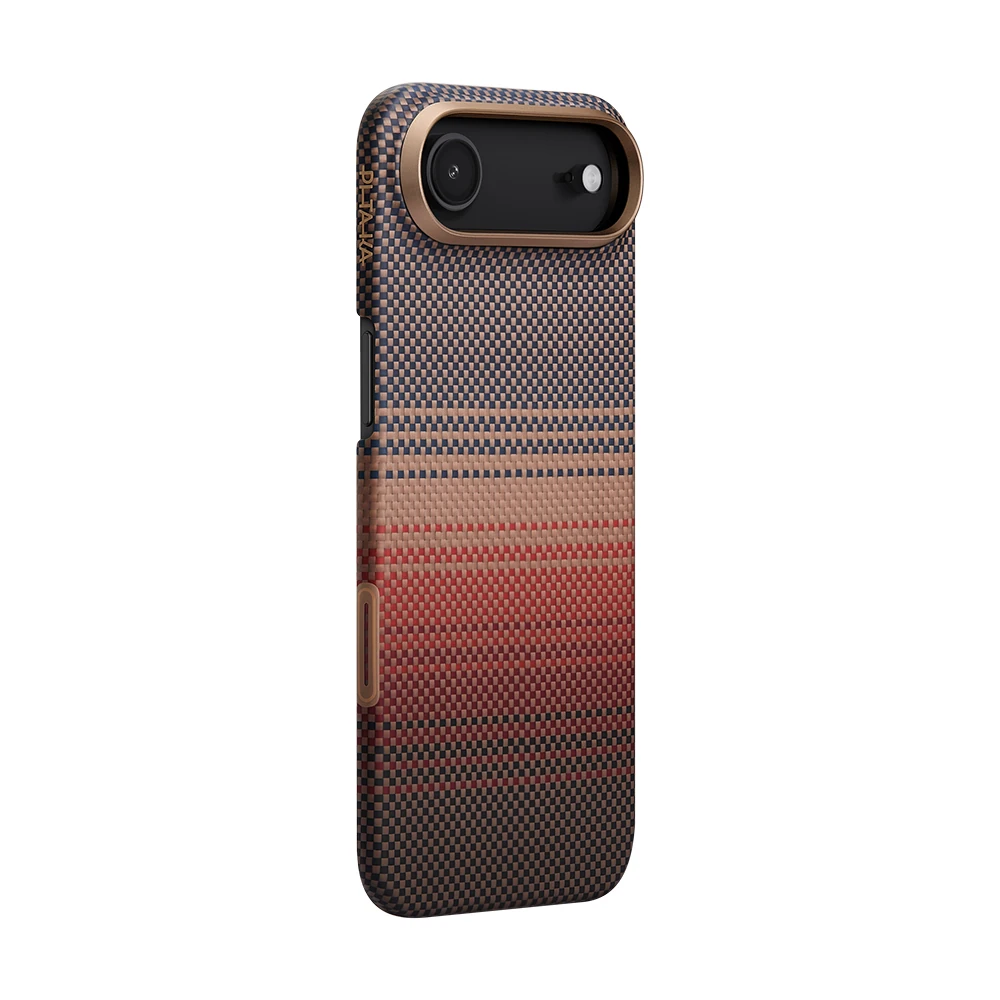 Apple iPhone 17 Air Kılıf M-safe Şarj Özellikli Aramid Fiber Pitaka Tactile Woven Sunset-Moonrise Serisi Sunset Kapak