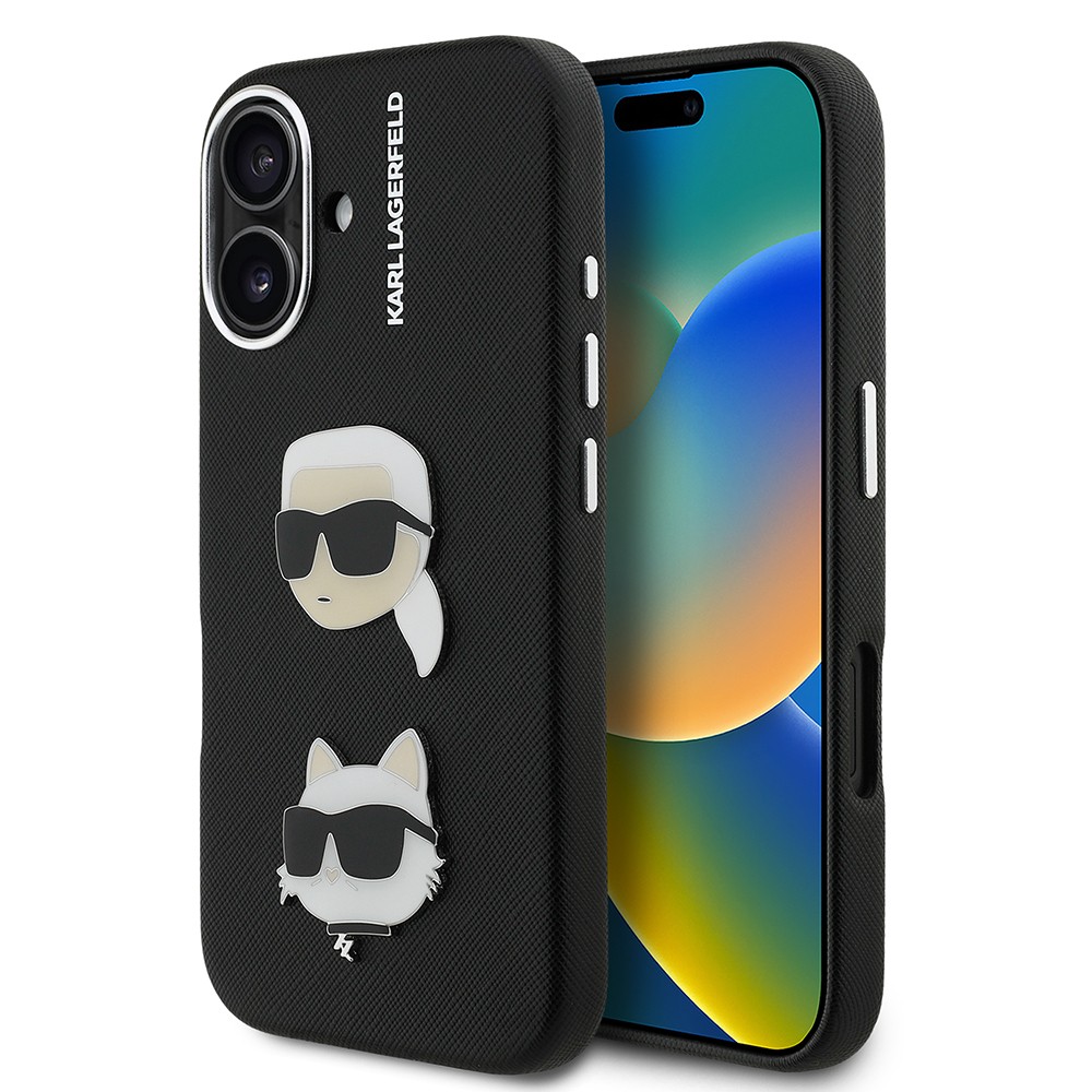 Apple iPhone 16 Kılıf Karl Lagerfeld Orjinal Lisanslı K&C Heads Pin Kapak