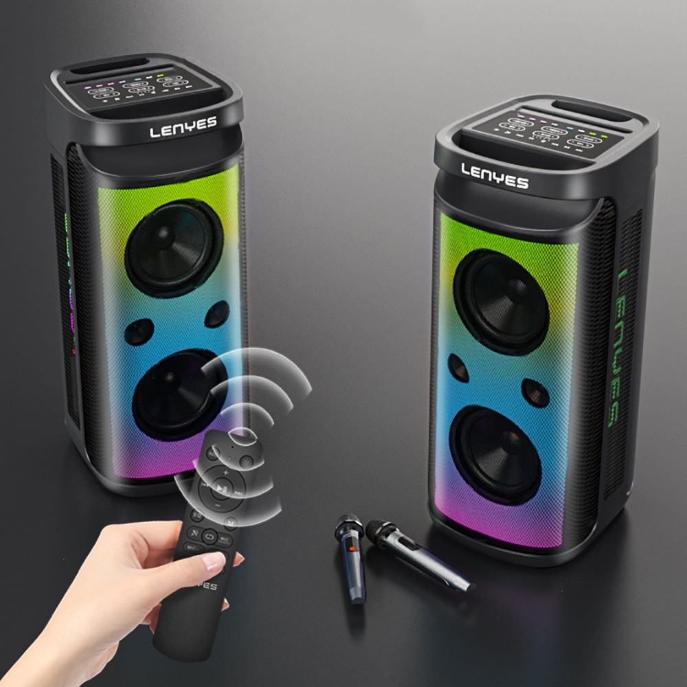 Lenyes S882 Su Geçirmez Mikrofonlu Çoklu Giriş RGB Işıklı TWS Karaoke FM Bluetooth Hoparlör v5.3 200W