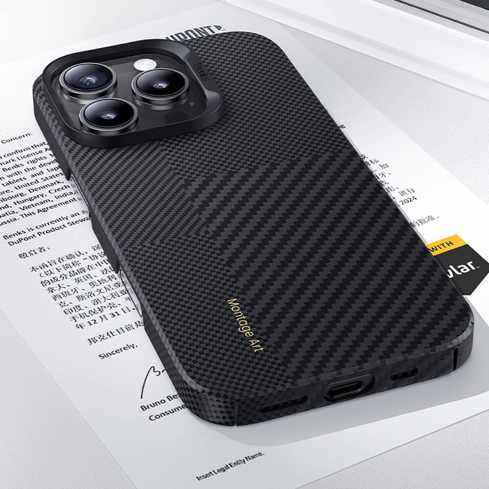 iPhone 16 Pro Max Kılıf Magsafe Şarj Özellikli Karbon Fiber Benks Montage ArmorAir Kevlar Kılıf