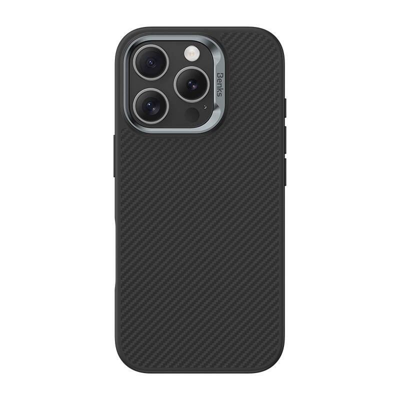 iPhone 16 Pro Kılıf Karbon Fiber Magsafe Şarj Özellikli Benks Hybrid ArmorPro 600D Kevlar Kılıf