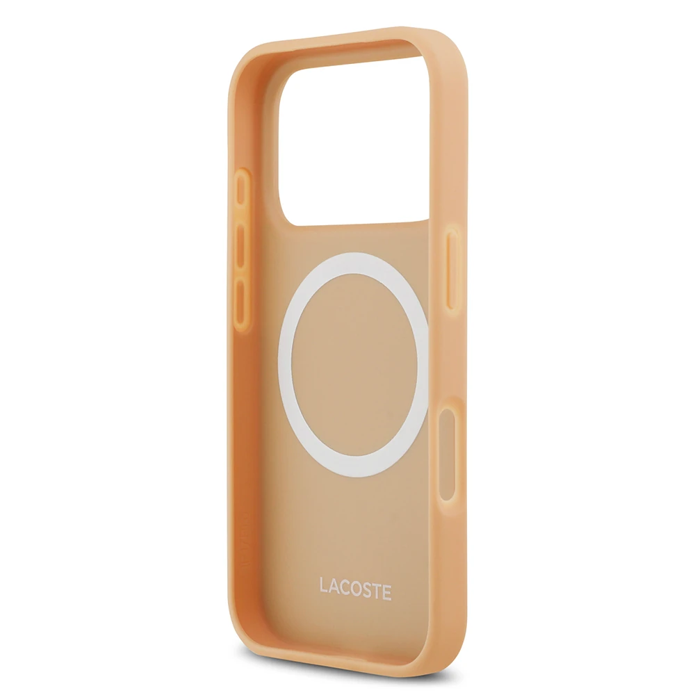 Apple iPhone 17 Pro Kılıf Lacoste Orjinal Lisanslı M-safe Şarj Özellikli PU Deri Tasarımlı Karışık Monogram Desenli Kapak