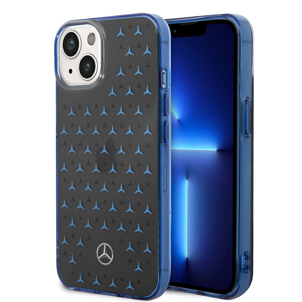 Apple iPhone 14 Kılıf Mercedes Benz Çift Katmanlı Yıldız Desenli Dizayn Kapak