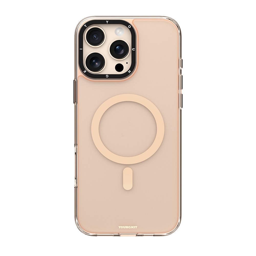 Apple iPhone 16 Pro Kılıf M-safe Şarj Özellikli Cam Arka Yüzey TPU Youngkit Gemstone Clear Serisi Kapak