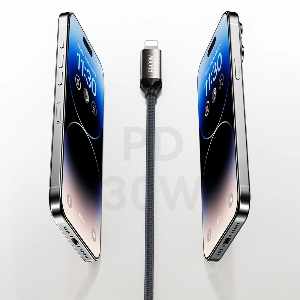 Recci RS35CL Type-C to Lightning PD 30W Örgü Tasarımlı Hızlı Şarj Özellikli Data ve Şarj Kablosu 1M