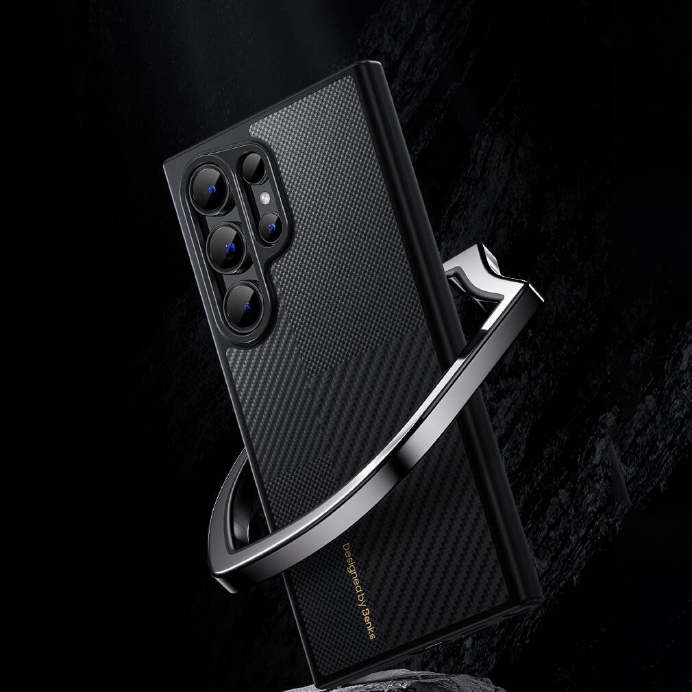 Galaxy S24 Ultra Kılıf Magsafe Şarj Özellikli Karbon Fiber Benks Montage Hybrid ArmorPro Kevlar Kılıf