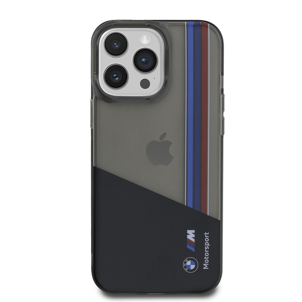 Apple iPhone 14 Pro Max Kılıf BMW Orjinal Lisanslı Yarı Transparan M Dizayn Çizgili Kapak