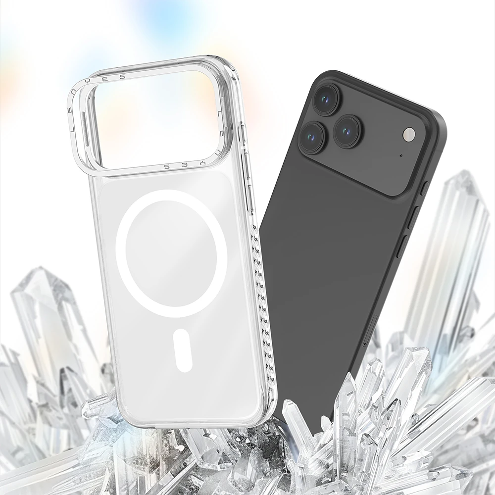 Apple iPhone 17 Pro Max Kılıf M-safe Şarj Özellikli Metal Kamera Çerçeveli Airbag Tasarımlı Lenyes CK221 Sert PC Kapak